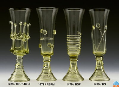 Historické sklo 2x- sklenice šampus 1479/RSP/140ml