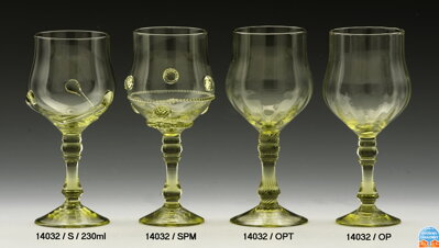 Historické sklo 2x- sklenice víno 14032/S/ 230 ml