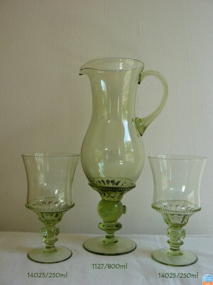 Karafa s 6x sklenicema z historického skla - 1x 1127/800 ml a 6x 14025/250 ml
