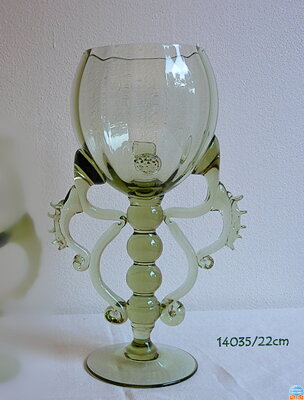 Historické sklo 1x- sklenice víno 14035/25 cm