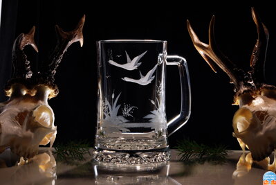 Biergläser 0,5 litre - Jagd Motive ( Gänse ) - Hand graviertes Glas