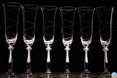  6x Gläser Champagner ​ [ Helix-Motiv ] Hand gravierte gläser