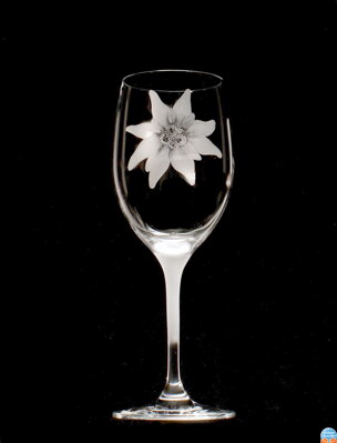 6x Weinglas Thun 250 ml - Edelweiß Motiv - Hand graviertes Glas