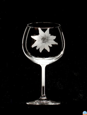 6x Weinglas Thun 450 ml - Edelweiß Motiv - Hand graviertes Glas