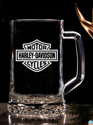 Biergläser 0,5 litre - Motive Harley Davidson - graviertes Glas