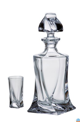 Quadro liquer set - 7 Stücke [ Kristallglas ] Whisky Karaffe und 6 x Whisky Gläser ( Monogramm-und Firmen-Logo auf der Karaffe ist frei )