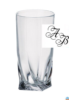  Quadro Long drink gläser- 6 stücke Kristallglass mit 6x monogramm