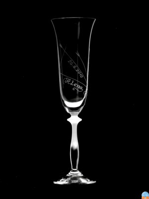1 x Hochzeit Glas für Sekt ANGELA mit feinem Motiv