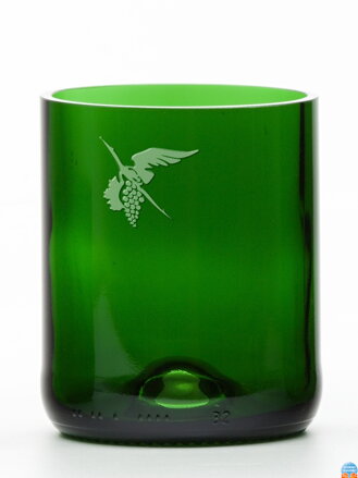 2 St. Öko-Gläser (aus einer Sektflasche) mittelgrün (7 cm, 7,5 cm) Moldawischer Storch