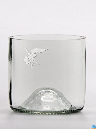 2ks Eko sklenice (z lahve od vína) mini čirá (7 cm, 7,5 cm) Moldavský čáp