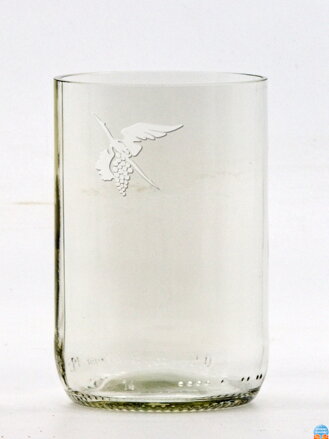 2ks Eko sklenice (z lahve od piva) střední čirá (10 cm, 6,5 cm) Moldavský čáp