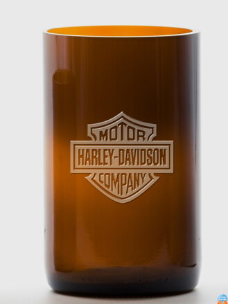 2 Stück Öko-Gläser (aus einer Champagnerflasche) groß braun (13 cm, 6,5 cm) Harley Davidson