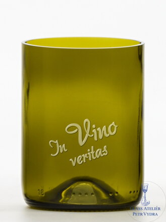 2 St. Öko-Gläser (aus einer Weinflasche) kleine Olive (10 cm, 7,5 cm) In vino veritas