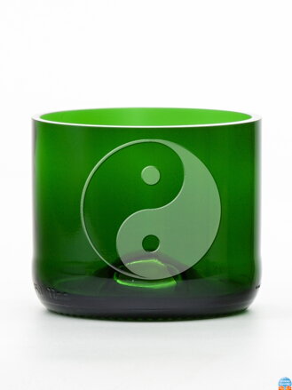 2ks Eko sklenice (z lahve od šampusu) malá zelená (7 cm, 7,5 cm) Jing Jang