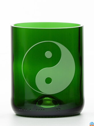 2ks Eko sklenice (z lahve od šampusu) střední zelená (7 cm, 6,5 cm) Jing Jang