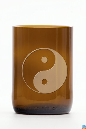 2ks Eko sklenice (z lahve šampusu) velká hnědá (13 cm, 6,5 cm) Jing Jang