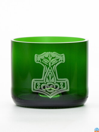 2ks Eko poháre (z fľaše od šampusu) malá zelená (7 cm, 7,5 cm) Thorovo kladivo