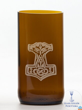 2 St. Öko-Gläser (aus einer Bierflasche) mittelbraun (10 cm, 6,5 cm) Thorshammer