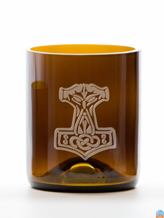 2ks Eko poháre (z fľaše šampusu) stredná hnedá (10 cm, 6,5 cm) Thorovo kladivo