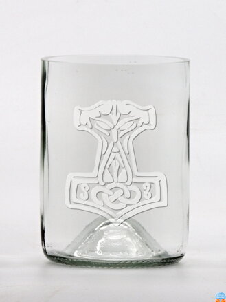 2ks Eko sklenice (z lahve od vína) malá čirá (10 cm, 7,5 cm) Thorovo kladivo