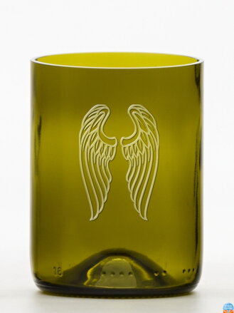 2 St. Öko-Gläser (aus einer Weinflasche) kleine Olive (10 cm, 7,5 cm) Engelsflügel