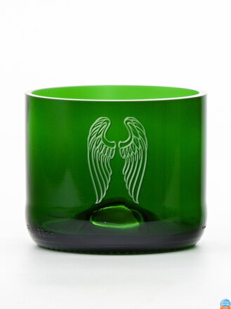 2ks Eko sklenice (z lahve od šampusu) malá zelená (7 cm, 7,5 cm) Andělská křídla