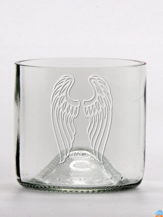 2ks Eko sklenice (z lahve od vína) mini čirá (7 cm, 7,5 cm) Andělská křídla