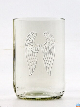 2ks Eko sklenice (z lahve od piva) střední čirá (10 cm, 6,5 cm) Andělská křídla