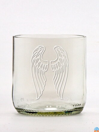 2ks Eko sklenice (z lahve od piva) malá čirá (7 cm, 6,5 cm) Andělská křídla