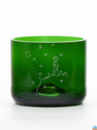 2ks Eko sklenice (z lahve od šampusu) malá zelená (7 cm, 7,5 cm) Malý princ na planetce