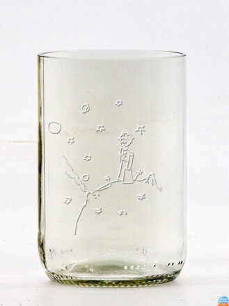 2ks Eko sklenice (z lahve od piva) střední čirá (10 cm, 6,5 cm) Malý princ na planetce