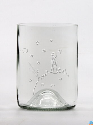 2ks Eko sklenice (z lahve od vína) malá čirá (10 cm, 7,5 cm) Malý princ na planetce