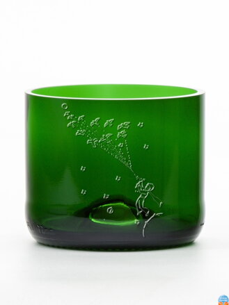 2ks Eko sklenice (z lahve od šampusu) malá zelená (7 cm, 7,5 cm) Malý princ - Leť!