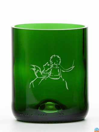 2ks Eko sklenice (z lahve od šampusu) malá zelená (10 cm, 6,5 cm) Malý princ a liška