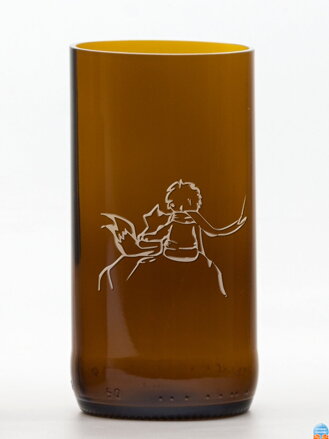 2ks Eko poháre (z fľaše od piva) veľká hnedá (13 cm, 6,5 cm) Malý princ a líška