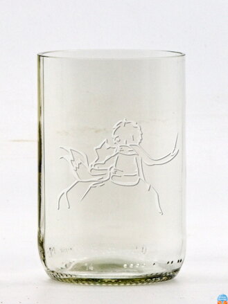 2ks Eko sklenice (z lahve od piva) střední čirá (10 cm, 6,5 cm) Malý princ a liška