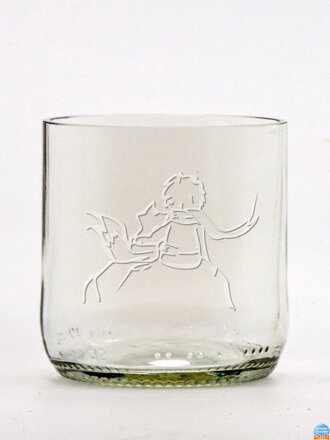 2ks Eko sklenice (z lahve od piva) malá čirá (7 cm, 6,5 cm) Malý princ a liška