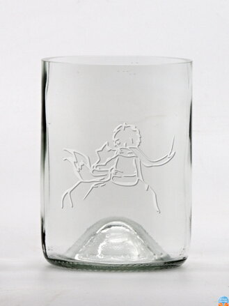 2ks Eko sklenice (z lahve od vína) malá čirá (10 cm, 7,5 cm) Malý princ a liška
