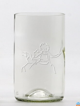 2ks Eko sklenice (z lahve od vína) střední čirá (13 cm, š 7,5 cm) Malý princ a liška