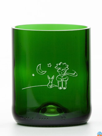 2ks Eko sklenice (z lahve od šampusu) střední zelená (7 cm, 7,5 cm) Malý princ měsíční