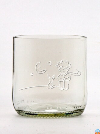 2ks Eko sklenice (z lahve od piva) malá čirá (7 cm, 6,5 cm) Malý princ měsíční