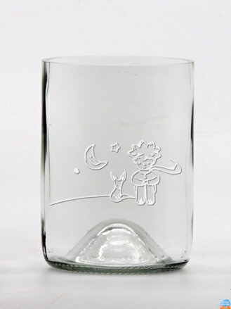 2ks Eko sklenice (z lahve od vína) malá čirá (10 cm, 7,5 cm) Malý princ měsíční