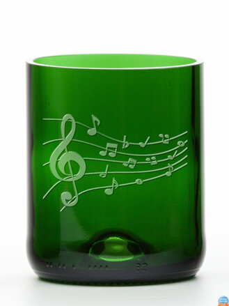 2ks Eko sklenice (z lahve od šampusu) střední zelená (7 cm, 6,5 cm) Noty