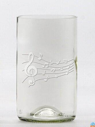 2ks Eko sklenice (z lahve od vína) střední čirá (13 cm, š 7,5 cm) Noty