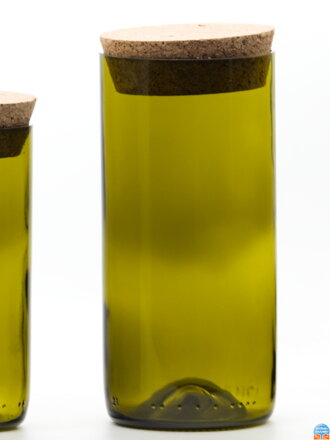 Eko uzatvárateľná dóza (z fľaše od vína) veľká olivová (16 cm, 7,5 cm)