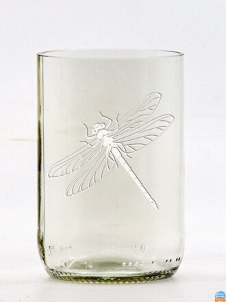 2ks Eko sklenice (z lahve od piva) střední čirá (10 cm, 6,5 cm) Vážka