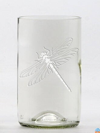 2ks Eko sklenice (z lahve od vína) střední čirá (13 cm, š 7,5 cm) Vážka