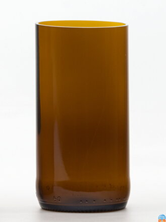 2ks Eko pohára (z fľaše od piva) veľká hnedá (13 cm, 6,5 cm)