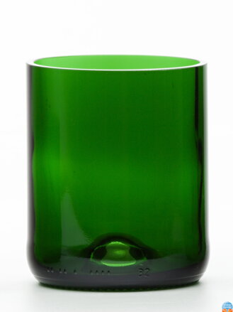 2 Stück Öko Upcycling Glas (aus Sektflasche) klein grün (10 cm, 7,5 cm)