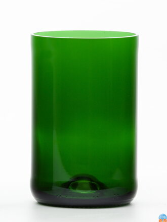 2ks Eko sklenice (z lahve od šampusu) velká zelená  (13 cm, 6,5 cm)